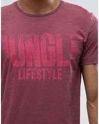 Esprit Crew Neck T Shirt In Washed Pink With Jungle Lifestyle Print