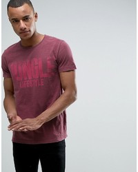 Esprit Crew Neck T Shirt In Washed Pink With Jungle Lifestyle Print