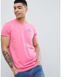 Hollister Front And Back T Shirt Curved Hem In Pink