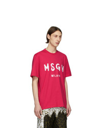 MSGM Pink Artist Logo T Shirt