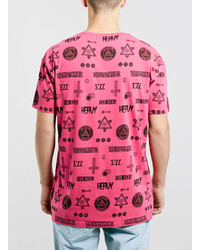 Topman Pink Digi Badge Skater T Shirt