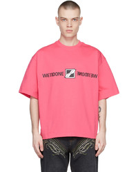 We11done Pink Mirror Logo T Shirt