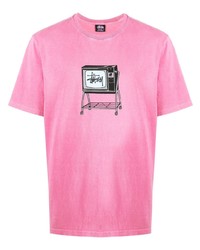 Stussy Rolling Tv Graphic Print T Shirt