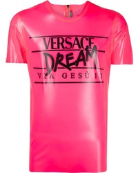Versace Slogan Print Latex T Shirt