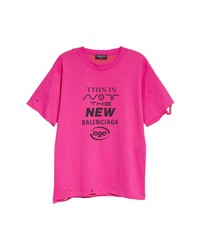 Balenciaga This Is Not Logo Distressed Small Fit Graphic Tee
