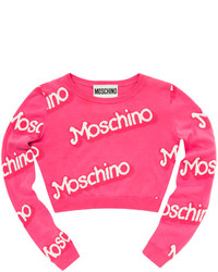 Moschino Think Pink Cropped Sweater