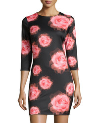 Neiman Marcus 34 Slv Rose Print Dress