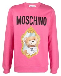 Hot Pink Print Fleece Sweatshirt