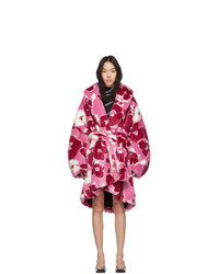 Hot Pink Print Fur Coat