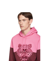 Kenzo Pink And Burgundy Two Tone Tiger Hoodie