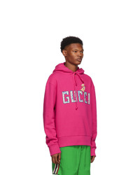 Gucci Pink And Multicolor Logo Hoodie