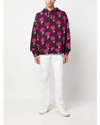 VERSACE JEANS COUTURE Rose Print Cotton Hoodie