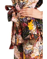 Erdem Zeta Floral Print Velvet Kimono Wrap Jacket