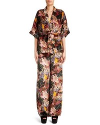 Erdem Zeta Floral Print Velvet Kimono Wrap Jacket
