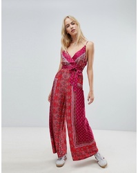 Free People Cabbage Rose Wrap Front Printed Jumpsuit Combo