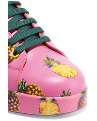 Dolce & Gabbana Printed Leather Sneakers Pink