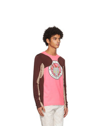 Marine Serre Pink And Burgundy Jersey Long Sleeve T Shirt