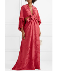 Rosie Assoulin Cutout Cape Effect Satin Jacquard Gown