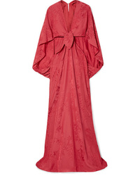 Rosie Assoulin Cutout Cape Effect Satin Jacquard Gown