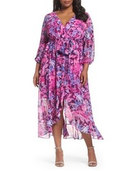 Sangria Plus Size Floral Print Maxi Dress