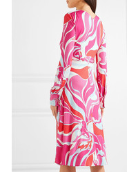 Emilio Pucci Printed Wrap Effect Stretch Jersey Dress