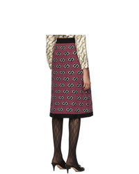 Gucci Black And Pink Lurex Stripe Skirt