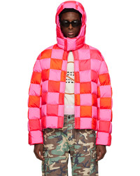 Hot Pink Print Puffer Coat