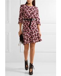 Anna Sui Lace Trimmed Printed Crepe Mini Dress Pink
