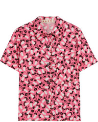 Marni Printed Cotton Poplin Shirt Pink