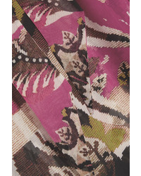 Roberto Cavalli Printed Silk Georgette Maxi Dress Fuchsia