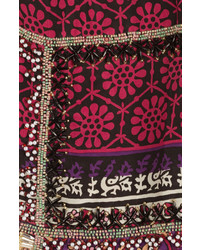 Anna Sui Silk Cotton Woodblock Mixed Print Pants