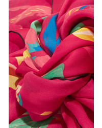 Valentino Tropical Dream Printed Silk Scarf Bubblegum