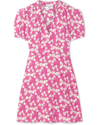Hot Pink Print Silk Shift Dress