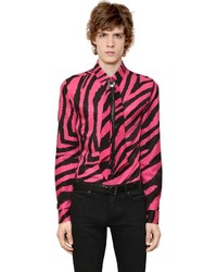 Hot Pink Print Silk Shirt