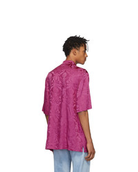 Versace Pink Damask Short Sleeve Shirt