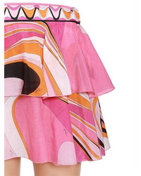 Emilio Pucci Ruffled Printed Cotton Silk Voile Skirt