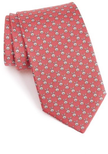 Rabbit & Tortoise Silk Tie in Pink, Animal Neckties