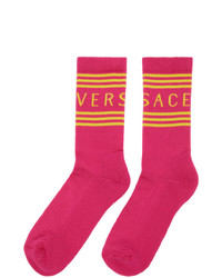 Versace Pink 1990s Vintage Logo Socks