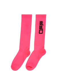 Off-White Pink Wavy Logo Socks