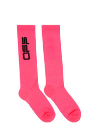 Off-White Pink Wavy Logo Socks