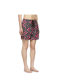DOUBLE RAINBOUU Pink And Green Synth Uuave Night Swim Shorts
