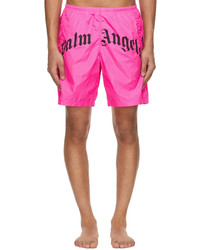 Palm Angels Pink Curved Logo Swim Shorts