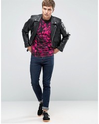Paul Smith Ps By T Shirt With All Over Tiger Print In Regular Fit Pink