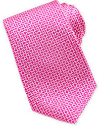 Isaia Oval Print Silk Tie Pink