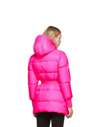 Kenzo Pink Down Long Quilted Puffer Jacket