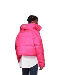 Vetements Reversible And Convertible Pink Down Fluorescent Puffer Jacket