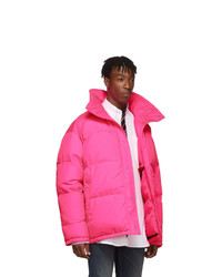 Vetements Reversible And Convertible Pink Down Fluorescent Puffer Jacket