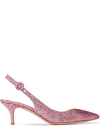 Gianvito Rossi 55 Textured Lam Slingback Pumps Baby Pink