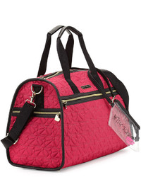 Betsey Johnson Bow Quilted Weekender Bag Fuchsia