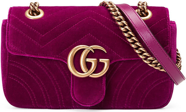 Gucci Mini GG Marmont Matelasse Velvet Crossbody (SHG-pu0QJn)